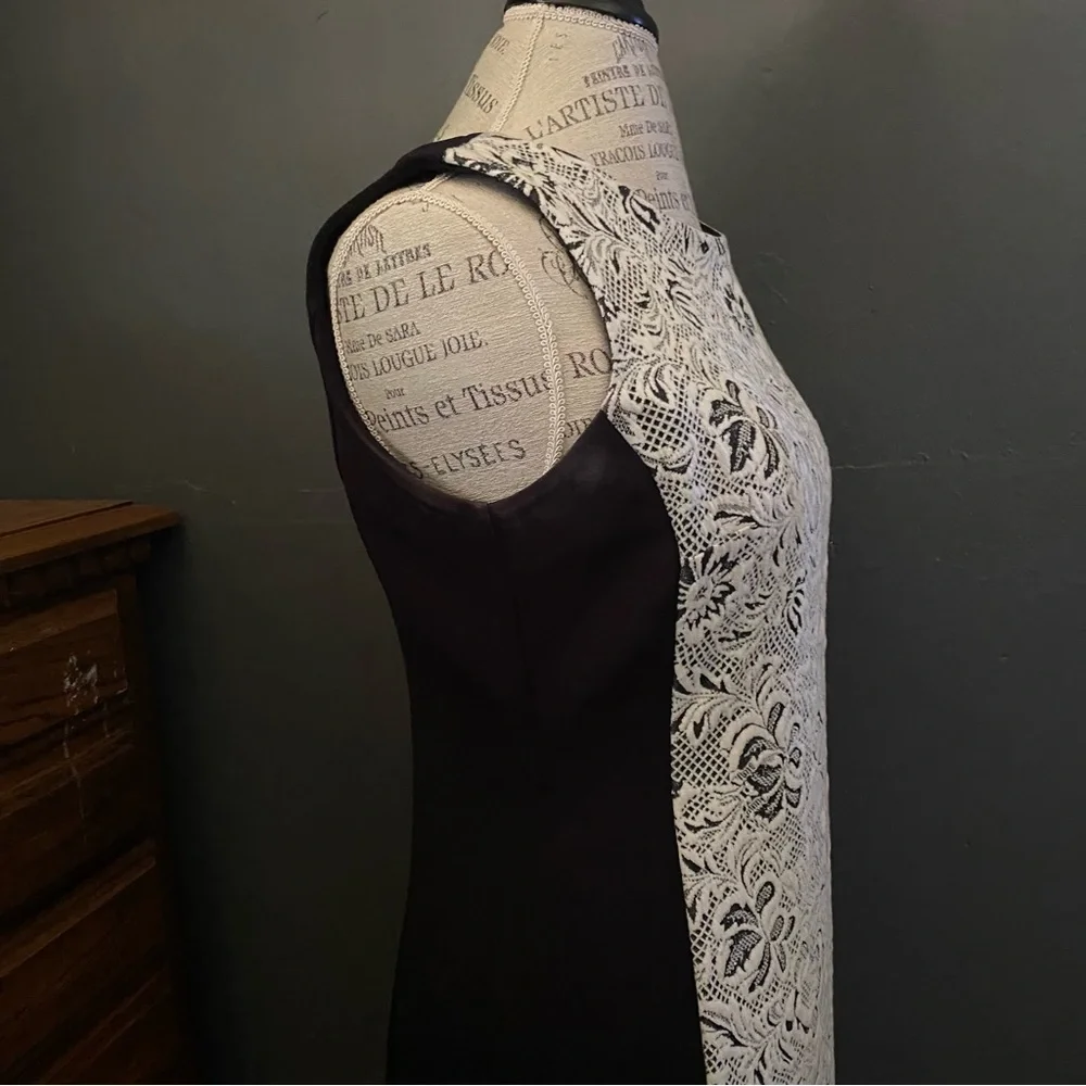 Emma & Michelle sleeveless black sheath dress with lace detail - Picture 6 of 8